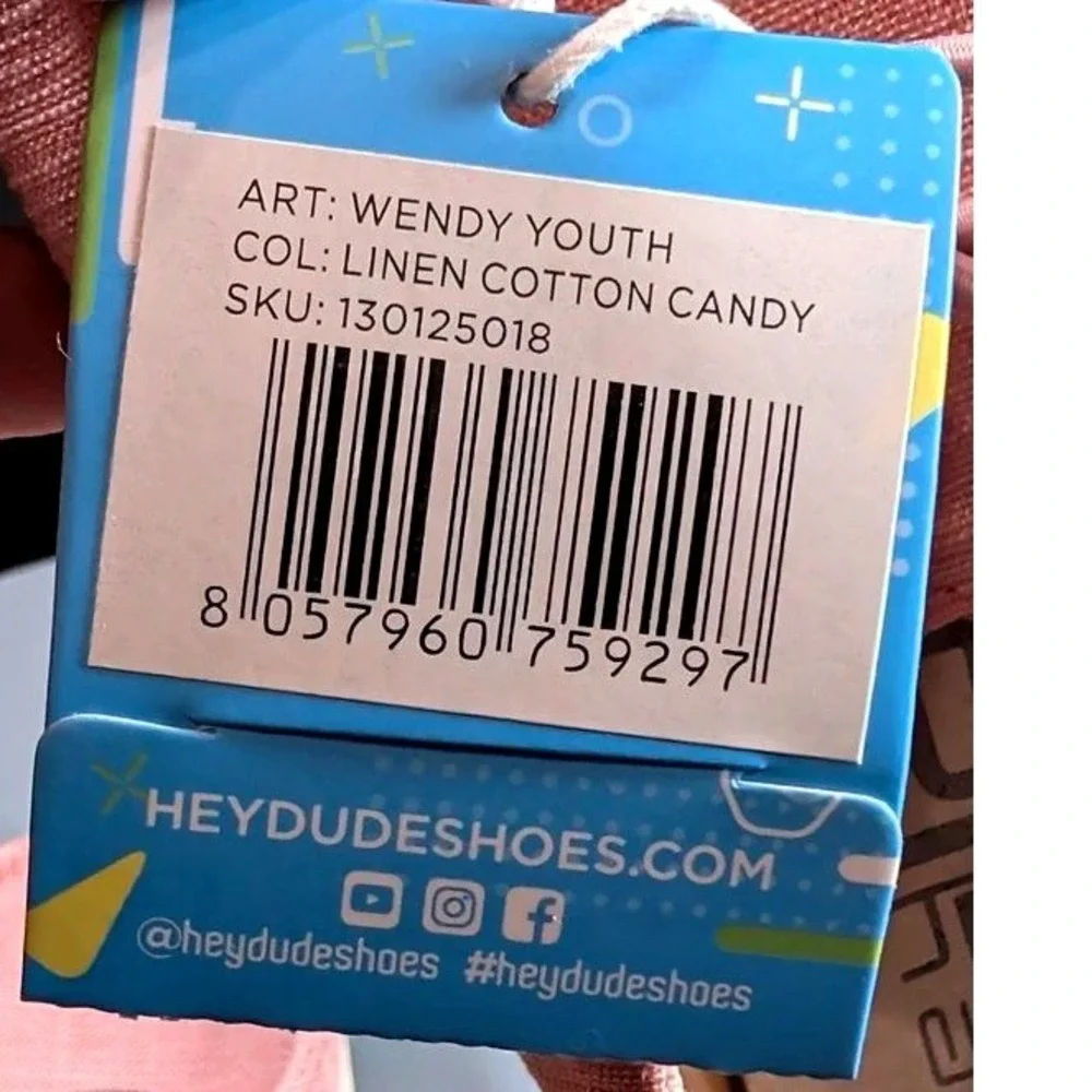 Hey Dude Wendy Youth Kids Size K11 Pink Linen Cotton Candy Slip On Loafers ~ NWT
